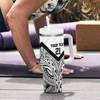 New Zealand Football Custom Tumbler With Handle All White Fern Go Champions