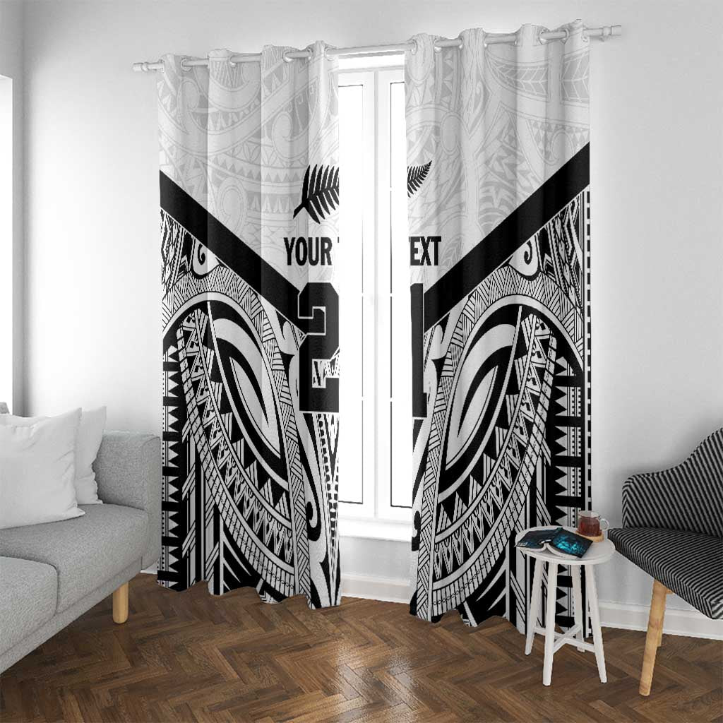 New Zealand Football Custom Window Curtain All White Fern Go Champions