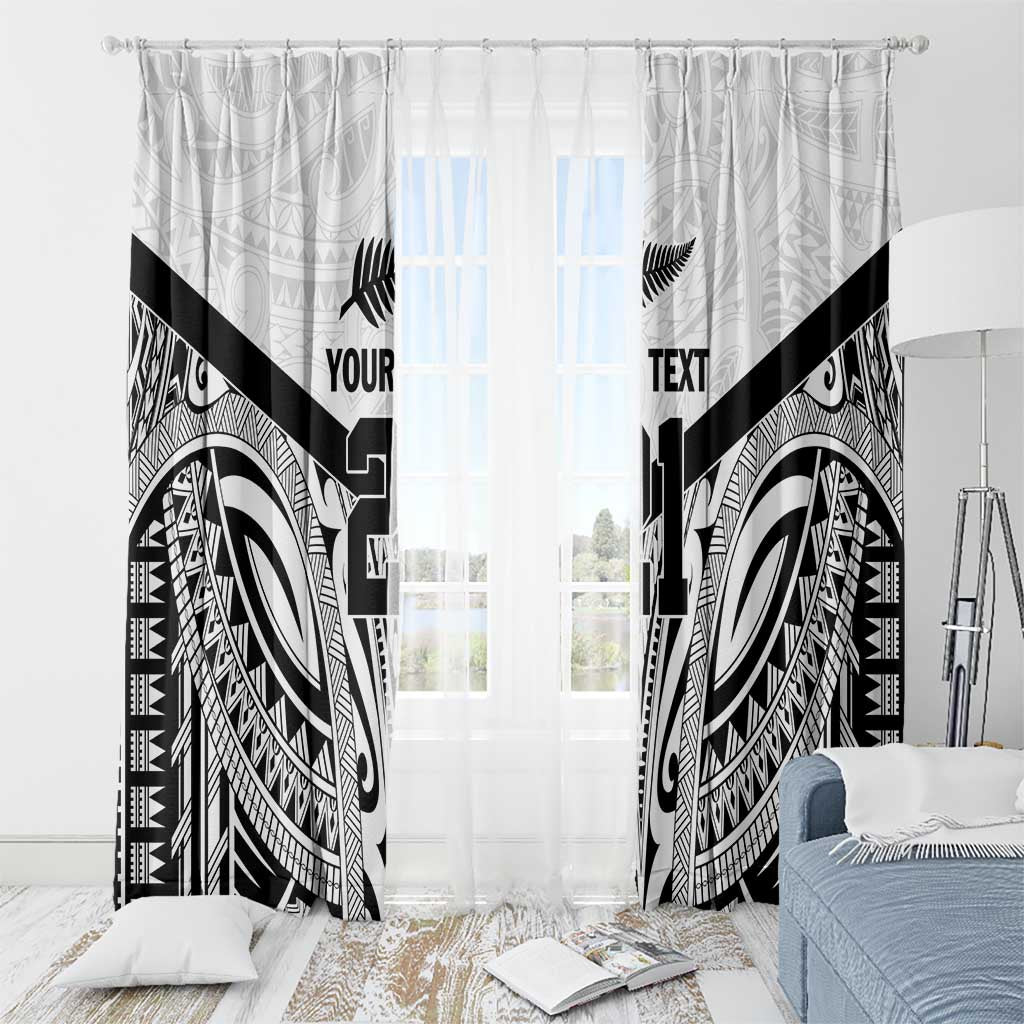 New Zealand Football Custom Window Curtain All White Fern Go Champions