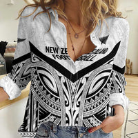 New Zealand Football Custom Women Casual Shirt All White Fern Go Champions LT9 Female White - Polynesian Pride