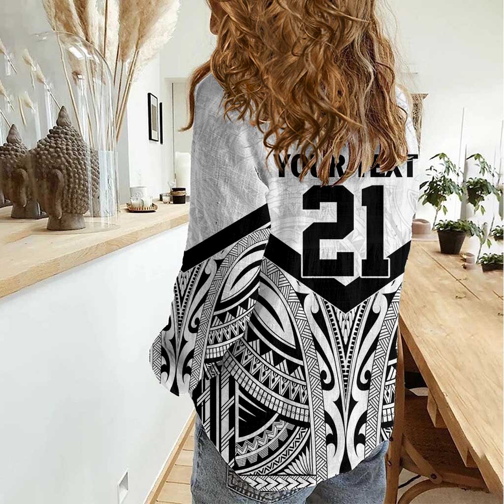 New Zealand Football Custom Women Casual Shirt All White Fern Go Champions LT9 - Polynesian Pride