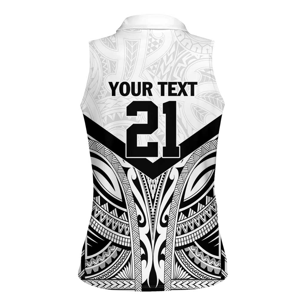 New Zealand Football Custom Women Sleeveless Polo Shirt All White Fern Go Champions