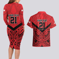 Tahiti Football Custom Couples Matching Long Sleeve Bodycon Dress and Hawaiian Shirt Toa Aito Go Champions LT9 - Polynesian Pride