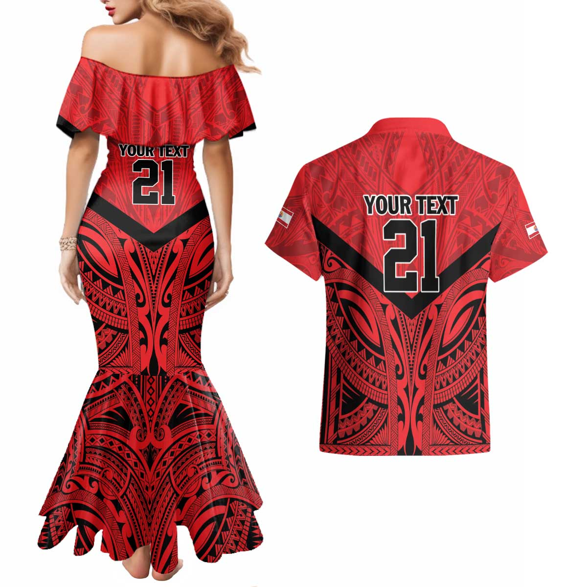 Tahiti Football Custom Couples Matching Mermaid Dress and Hawaiian Shirt Toa Aito Go Champions LT9 - Polynesian Pride
