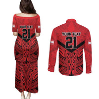 Tahiti Football Custom Couples Matching Puletasi and Long Sleeve Button Shirt Toa Aito Go Champions LT9 - Polynesian Pride
