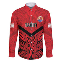 Tahiti Football Custom Family Matching Mermaid Dress and Hawaiian Shirt Toa Aito Go Champions LT9 Dad's Shirt - Long Sleeve Red - Polynesian Pride