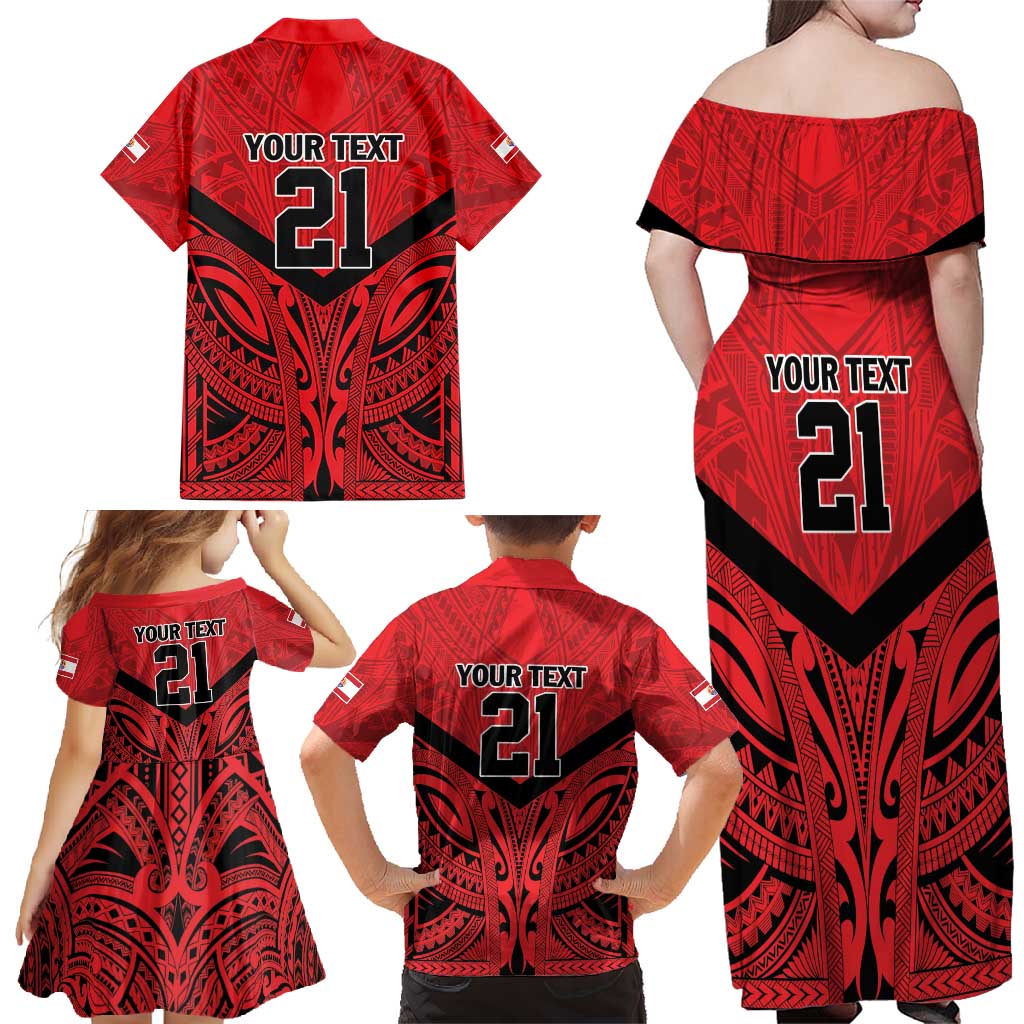 Tahiti Football Custom Family Matching Off Shoulder Maxi Dress and Hawaiian Shirt Toa Aito Go Champions LT9 - Polynesian Pride