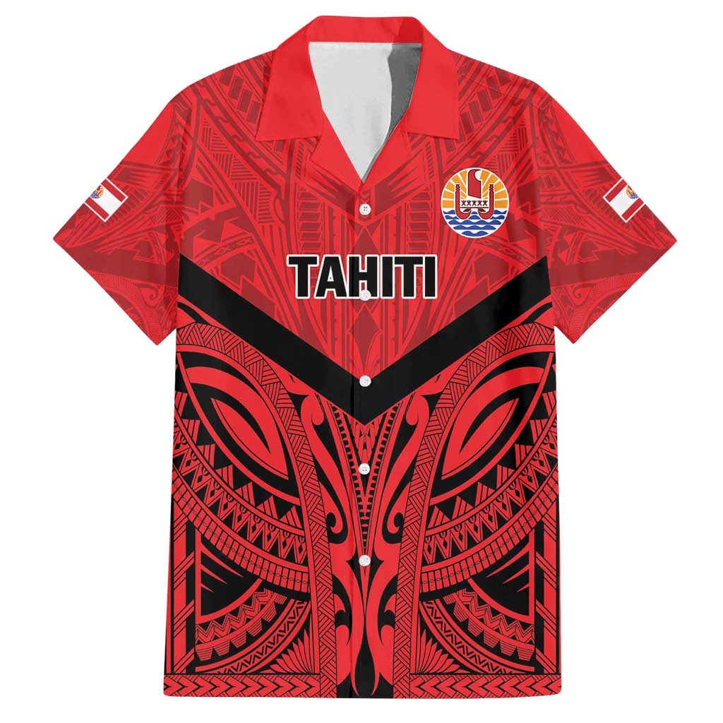 Tahiti Football Custom Family Matching Off Shoulder Maxi Dress and Hawaiian Shirt Toa Aito Go Champions LT9 Dad's Shirt - Short Sleeve Red - Polynesian Pride