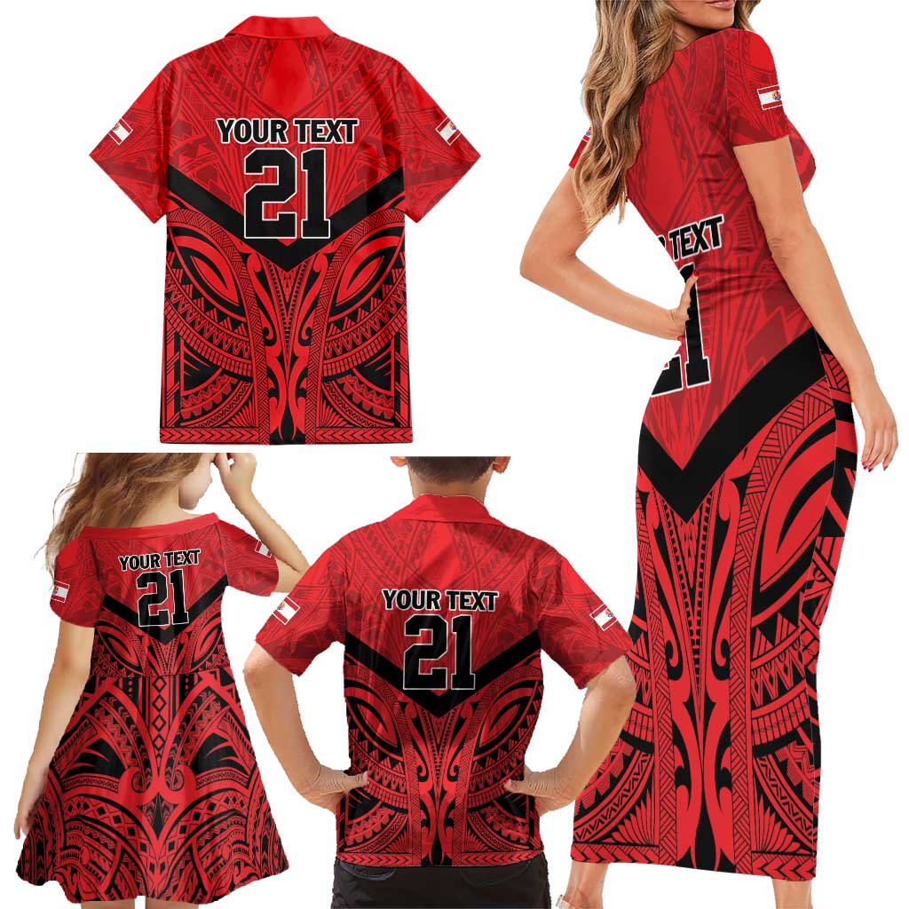 Tahiti Football Custom Family Matching Short Sleeve Bodycon Dress and Hawaiian Shirt Toa Aito Go Champions LT9 - Polynesian Pride