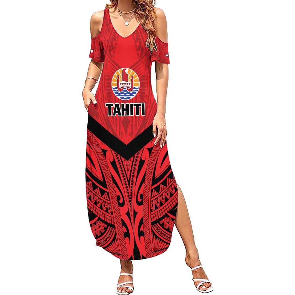 Tahiti Football Custom Family Matching Summer Maxi Dress and Hawaiian Shirt Toa Aito Go Champions LT9 Mom's Dress Red - Polynesian Pride