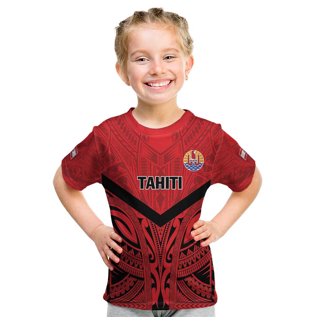 Tahiti Football Custom Kid T Shirt Toa Aito Go Champions LT9 Red - Polynesian Pride