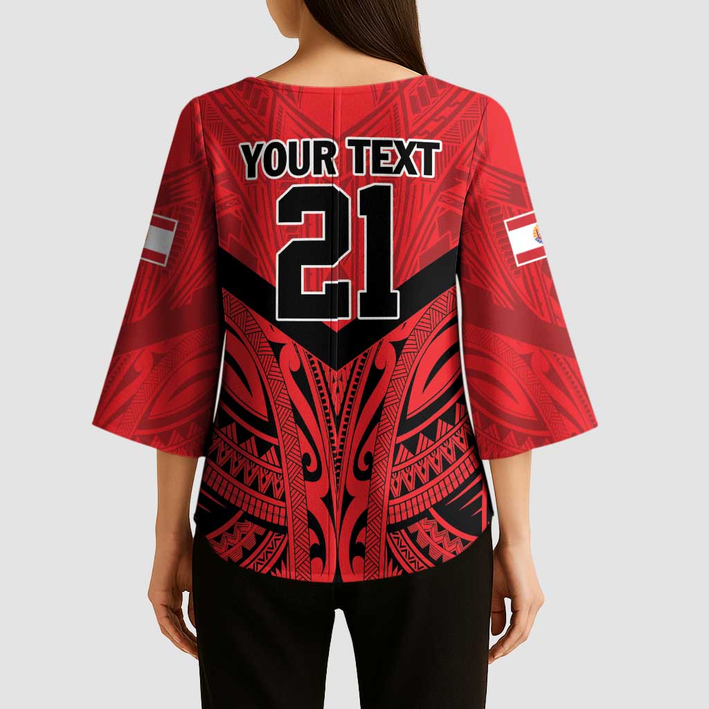 Tahiti Football Custom Kimono Sleeve Blouse Toa Aito Go Champions - Polynesian Pride