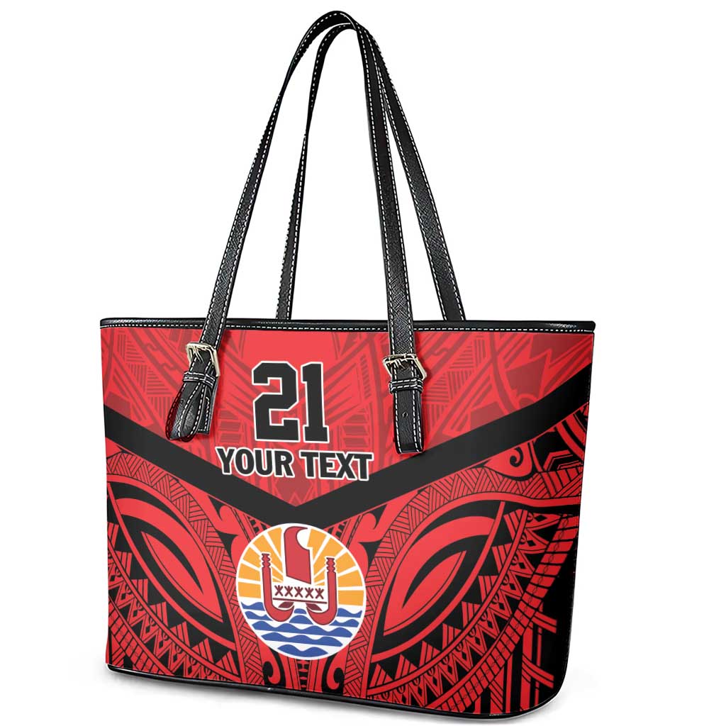Tahiti Football Custom Leather Tote Bag Toa Aito Go Champions