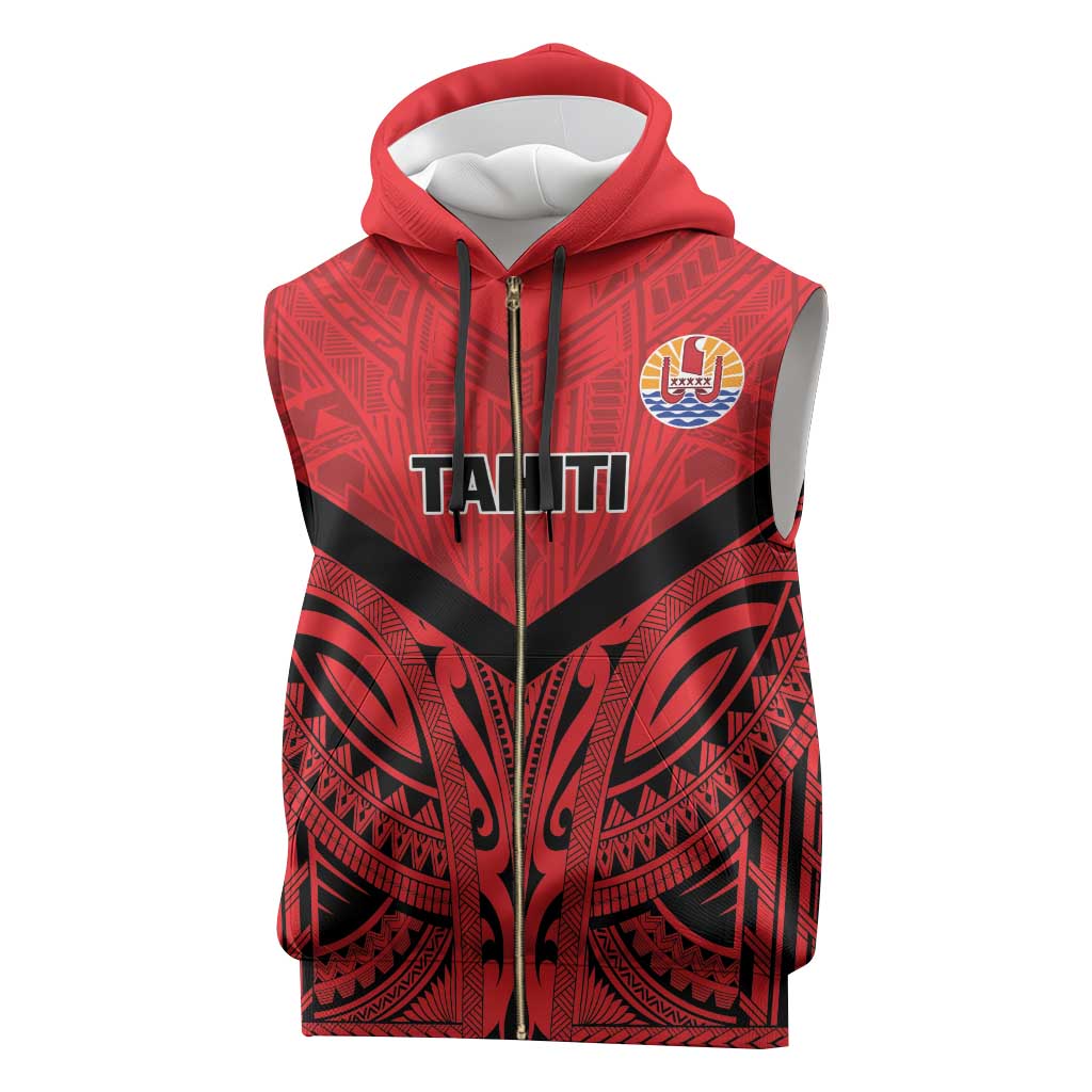 Tahiti Football Custom Sleeveless Zip Hoodie Toa Aito Go Champions - Polynesian Pride