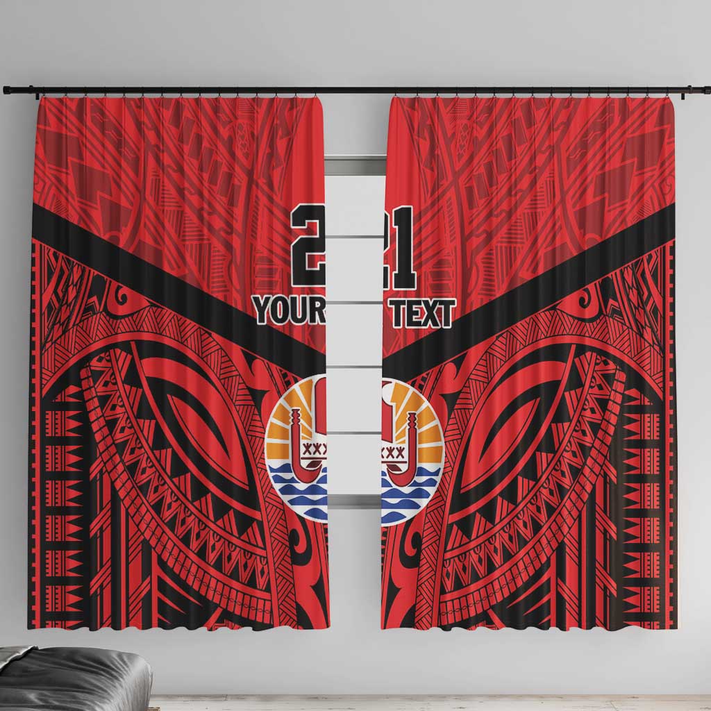 Tahiti Football Custom Window Curtain Toa Aito Go Champions LT9 With Hooks Red - Polynesian Pride