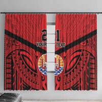 Tahiti Football Custom Window Curtain Toa Aito Go Champions LT9 With Hooks Red - Polynesian Pride