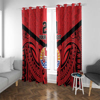 Tahiti Football Custom Window Curtain Toa Aito Go Champions LT9 With Grommets Red - Polynesian Pride