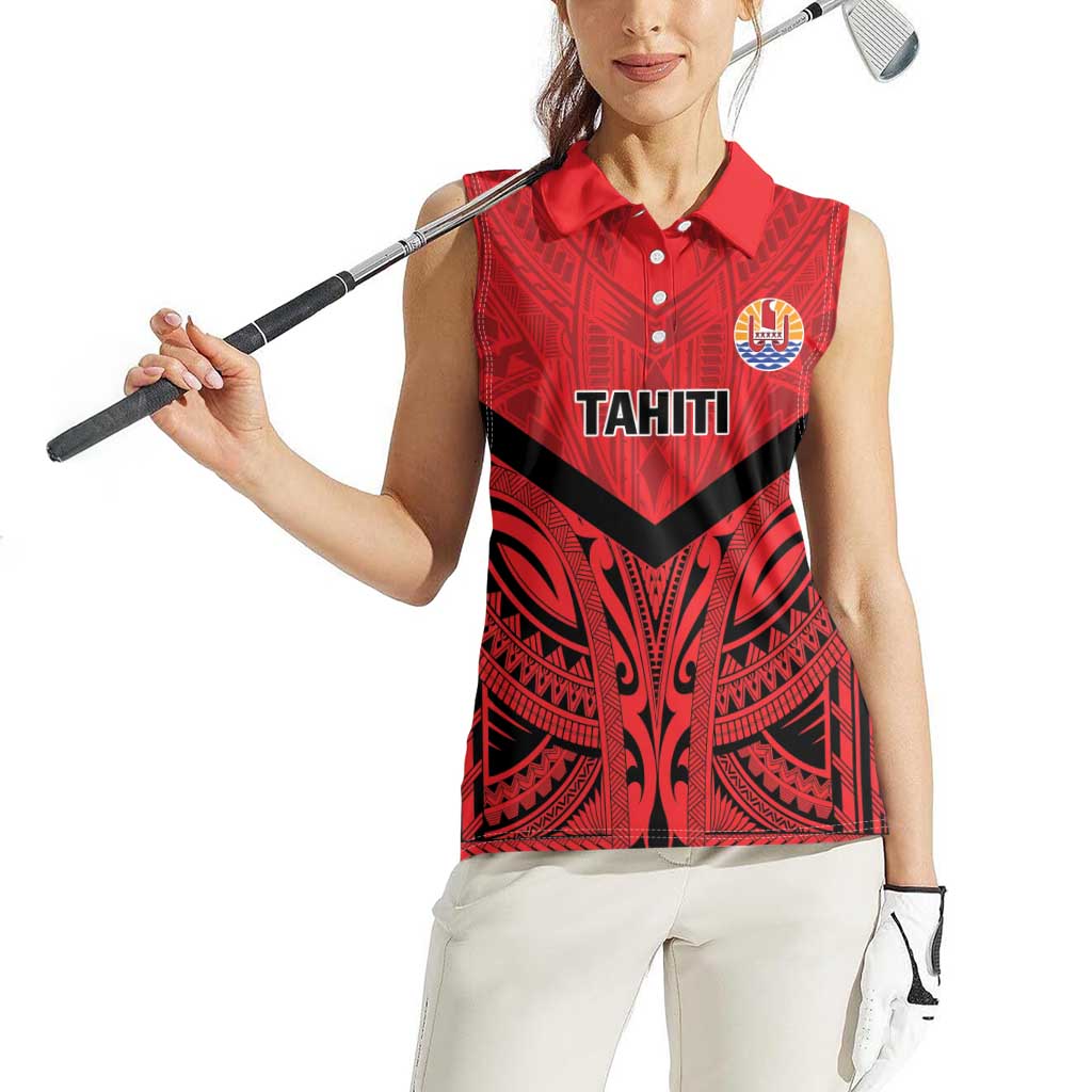Tahiti Football Custom Women Sleeveless Polo Shirt Toa Aito Go Champions LT9 - Polynesian Pride