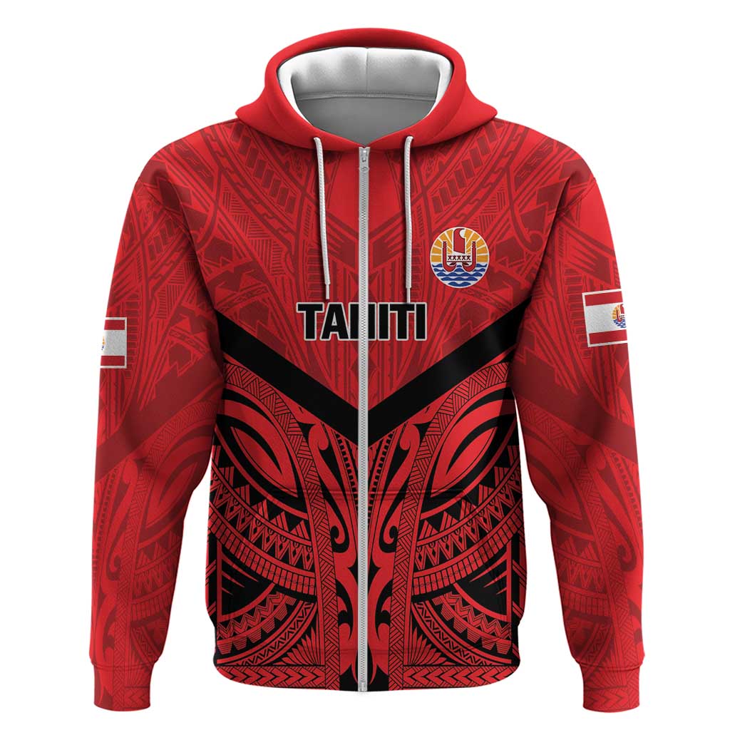 Tahiti Football Custom Zip Hoodie Toa Aito Go Champions LT9 Zip Hoodie Red - Polynesian Pride