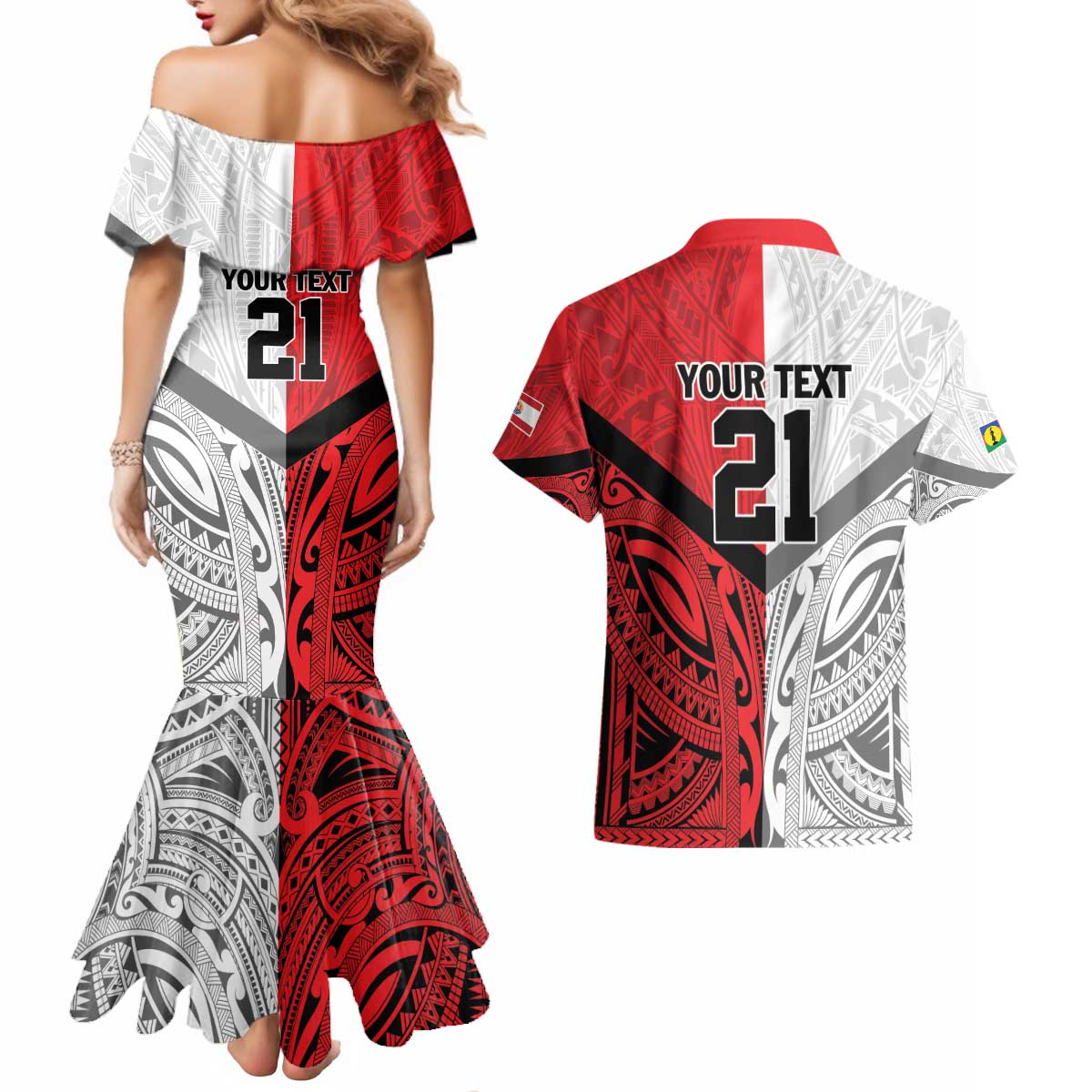 New Caledonia-Tahiti Football Custom Couples Matching Mermaid Dress and Hawaiian Shirt Together Go Champions LT9 - Polynesian Pride