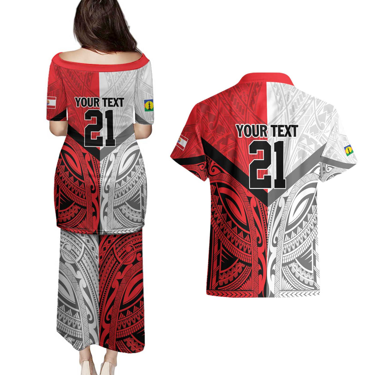 New Caledonia-Tahiti Football Custom Couples Matching Puletasi and Hawaiian Shirt Together Go Champions LT9 - Polynesian Pride