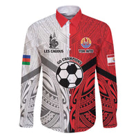 New Caledonia-Tahiti Football Custom Family Matching Off The Shoulder Long Sleeve Dress and Hawaiian Shirt Together Go Champions