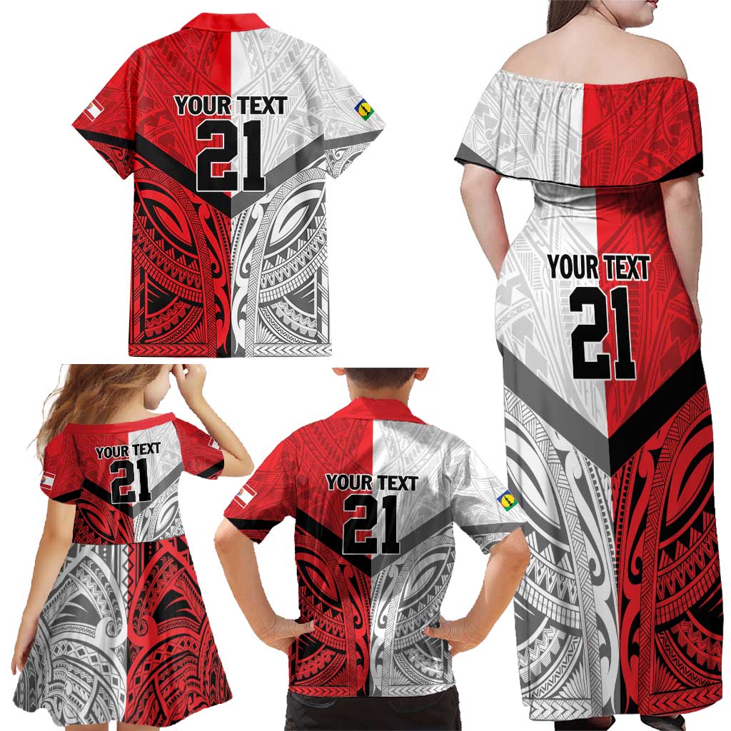 New Caledonia-Tahiti Football Custom Family Matching Off Shoulder Maxi Dress and Hawaiian Shirt Together Go Champions LT9 - Polynesian Pride