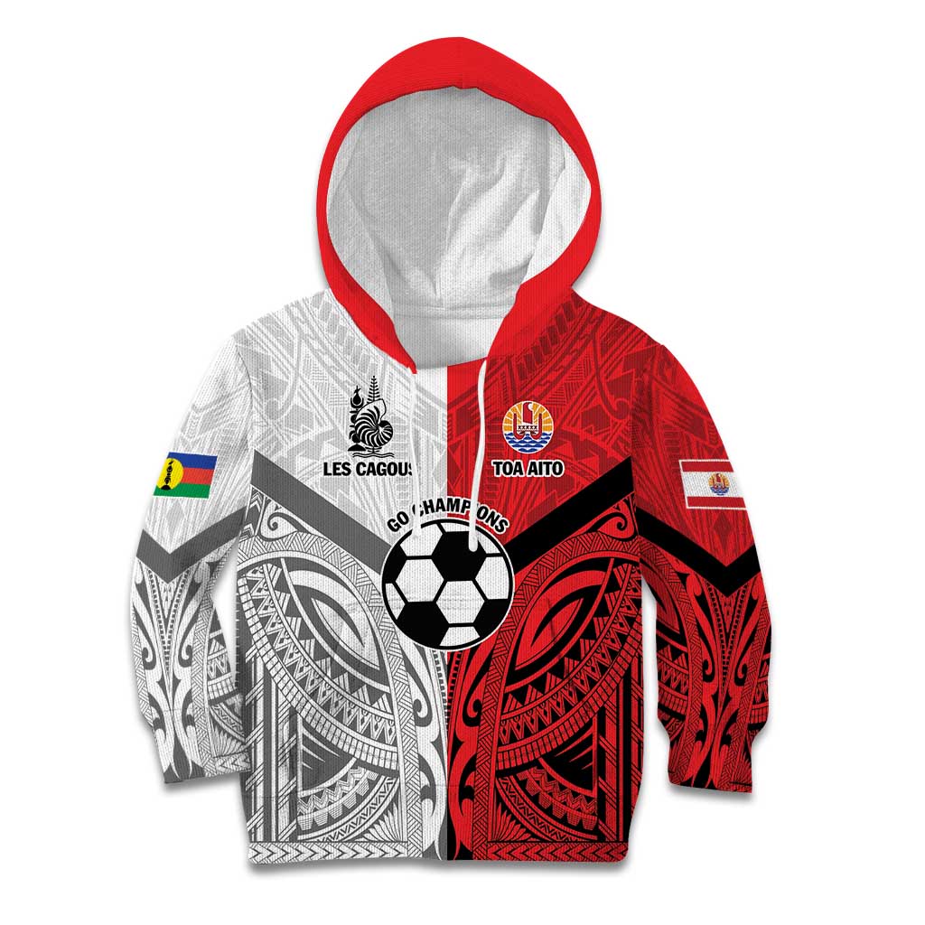 New Caledonia-Tahiti Football Custom Kid Hoodie Together Go Champions