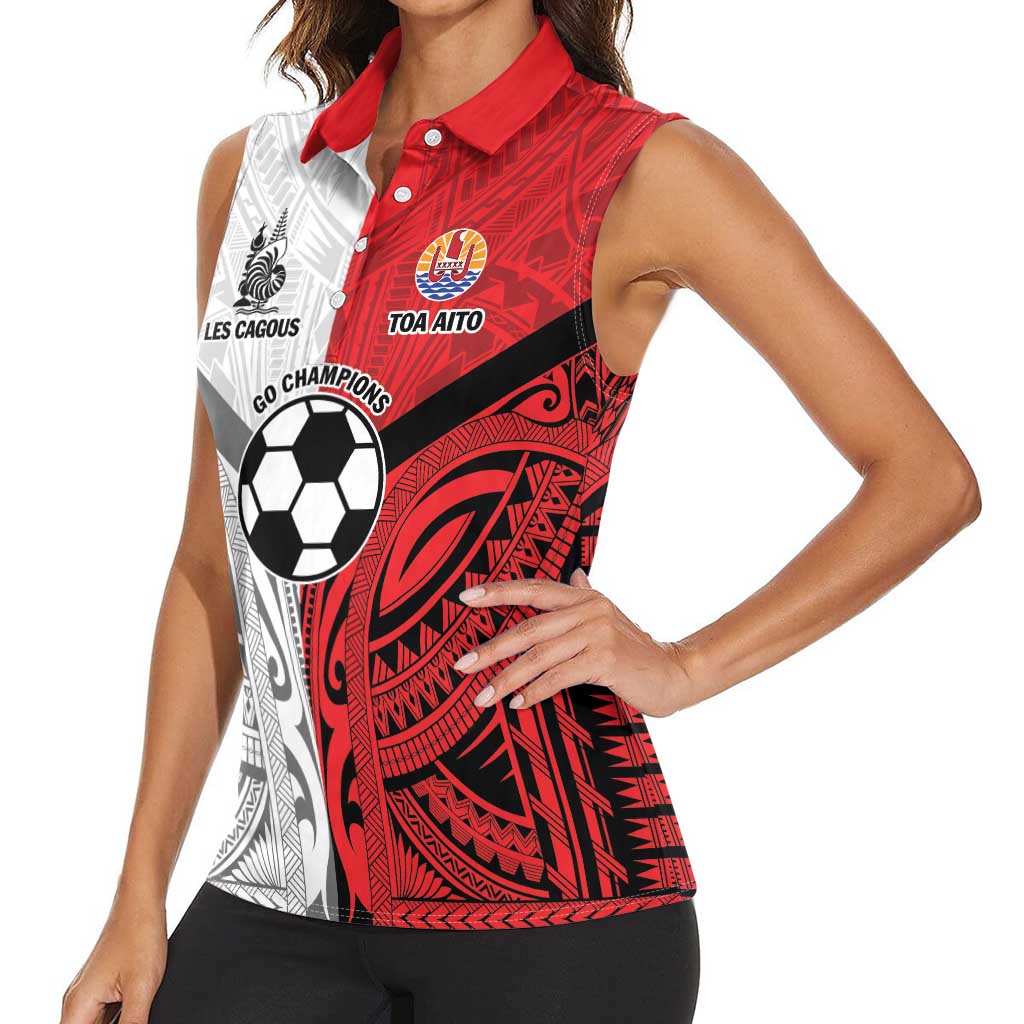 New Caledonia-Tahiti Football Custom Women Sleeveless Polo Shirt Together Go Champions LT9 - Polynesian Pride