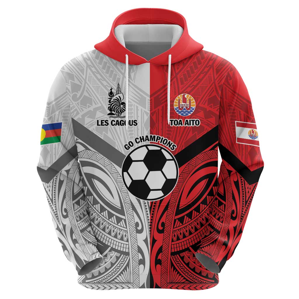 New Caledonia-Tahiti Football Custom Zip Hoodie Together Go Champions LT9 - Polynesian Pride