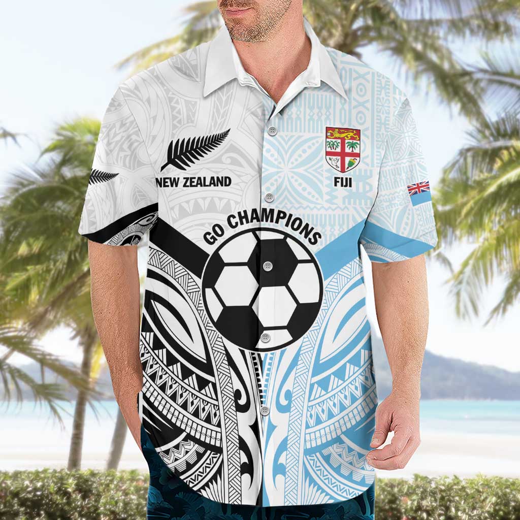 New Zealand-Fiji Football Custom Hawaiian Shirt Together Go Champions