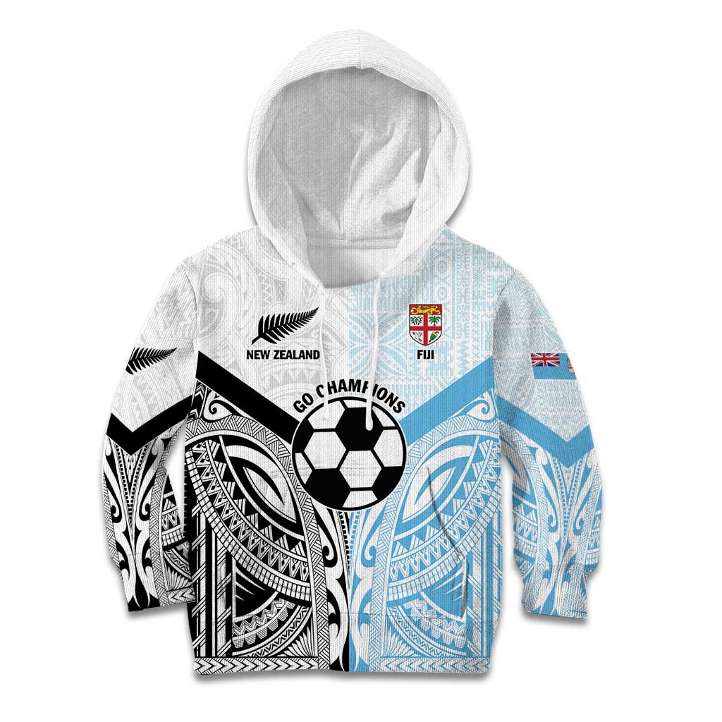 New Zealand-Fiji Football Custom Kid Hoodie Together Go Champions