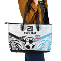 New Zealand-Fiji Football Custom Leather Tote Bag Together Go Champions