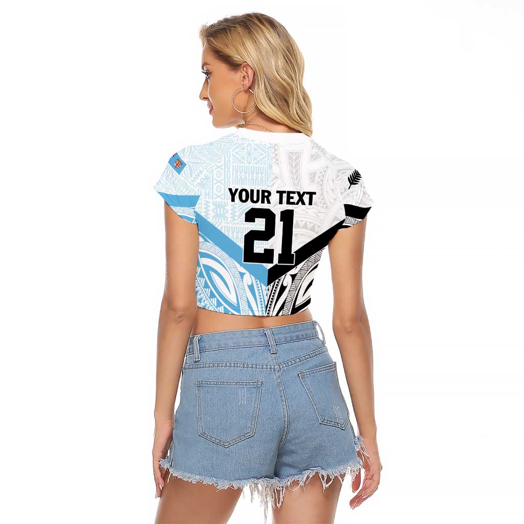 New Zealand-Fiji Football Custom Raglan Cropped T Shirt Together Go Champions