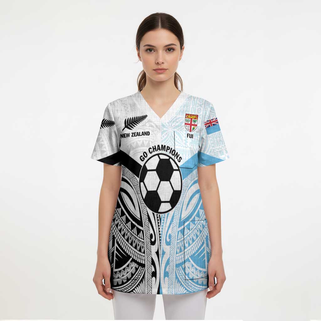 New Zealand-Fiji Football Custom Scrub Top Together Go Champions - Polynesian Pride
