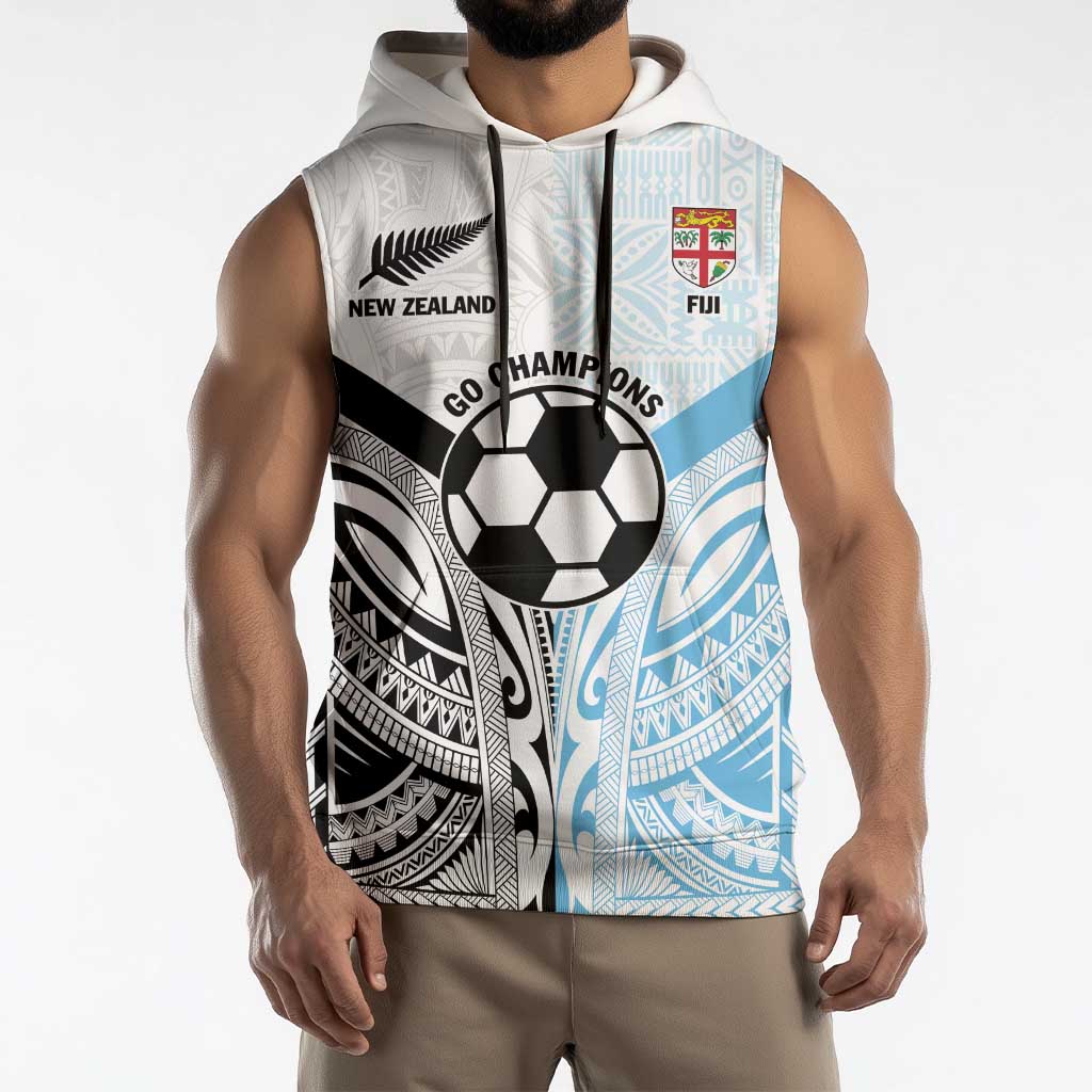 New Zealand-Fiji Football Custom Sleeveless Hoodie Together Go Champions - Polynesian Pride