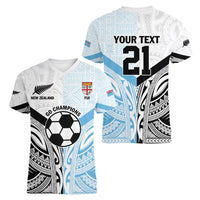New Zealand-Fiji Football Custom Women V-Neck T-Shirt Together Go Champions LT9 - Polynesian Pride