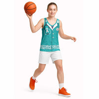 New Zealand Nurses Week Basketball Jersey Maori Kowhaiwhai Cyan Tribal LT9 - Polynesian Pride