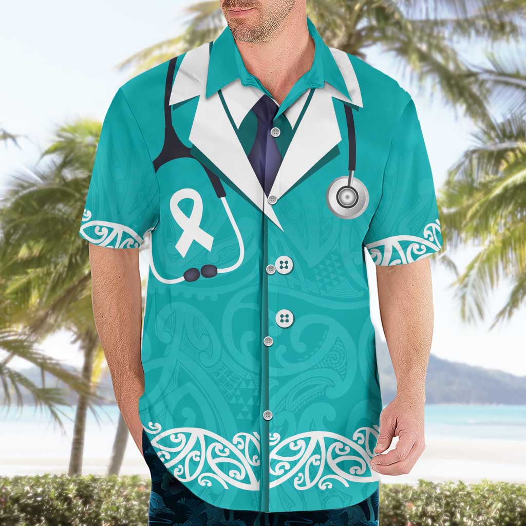 New Zealand Nurses Week Hawaiian Shirt Maori Kowhaiwhai Cyan Tribal LT9 - Polynesian Pride