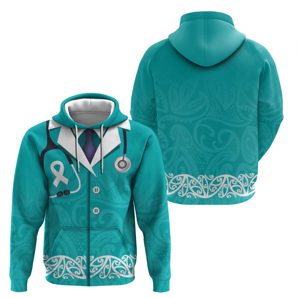 New Zealand Nurses Week Hoodie Maori Kowhaiwhai Cyan Tribal LT9 - Polynesian Pride
