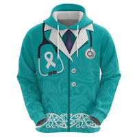 New Zealand Nurses Week Hoodie Maori Kowhaiwhai Cyan Tribal LT9 - Polynesian Pride