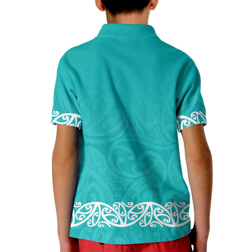 New Zealand Nurses Week Kid Polo Shirt Maori Kowhaiwhai Cyan Tribal