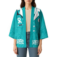 New Zealand Nurses Week Kimono Maori Kowhaiwhai Cyan Tribal LT9 - Polynesian Pride