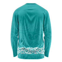 New Zealand Nurses Week Long Sleeve Shirt Maori Kowhaiwhai Cyan Tribal LT9 - Polynesian Pride