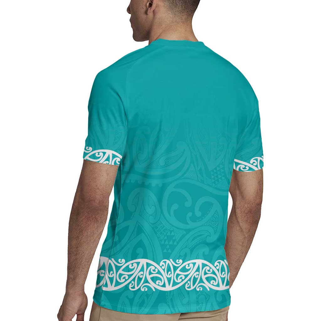 New Zealand Nurses Week Rugby Jersey Maori Kowhaiwhai Cyan Tribal LT9 - Polynesian Pride