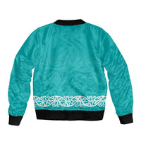 New Zealand Nurses Week Sleeve Zip Bomber Jacket Maori Kowhaiwhai Cyan Tribal LT9 - Polynesian Pride