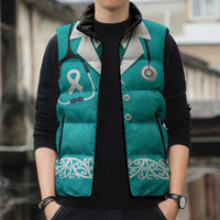 New Zealand Nurses Week Sleeveless Puffer Jacket Maori Kowhaiwhai Cyan Tribal LT9 - Polynesian Pride