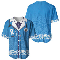 New Zealand Nurses Week Baseball Jersey Maori Kowhaiwhai Blue Tribal