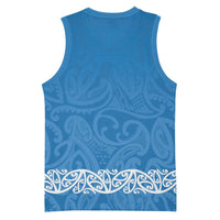 New Zealand Nurses Week Basketball Jersey Maori Kowhaiwhai Blue Tribal LT9 - Polynesian Pride