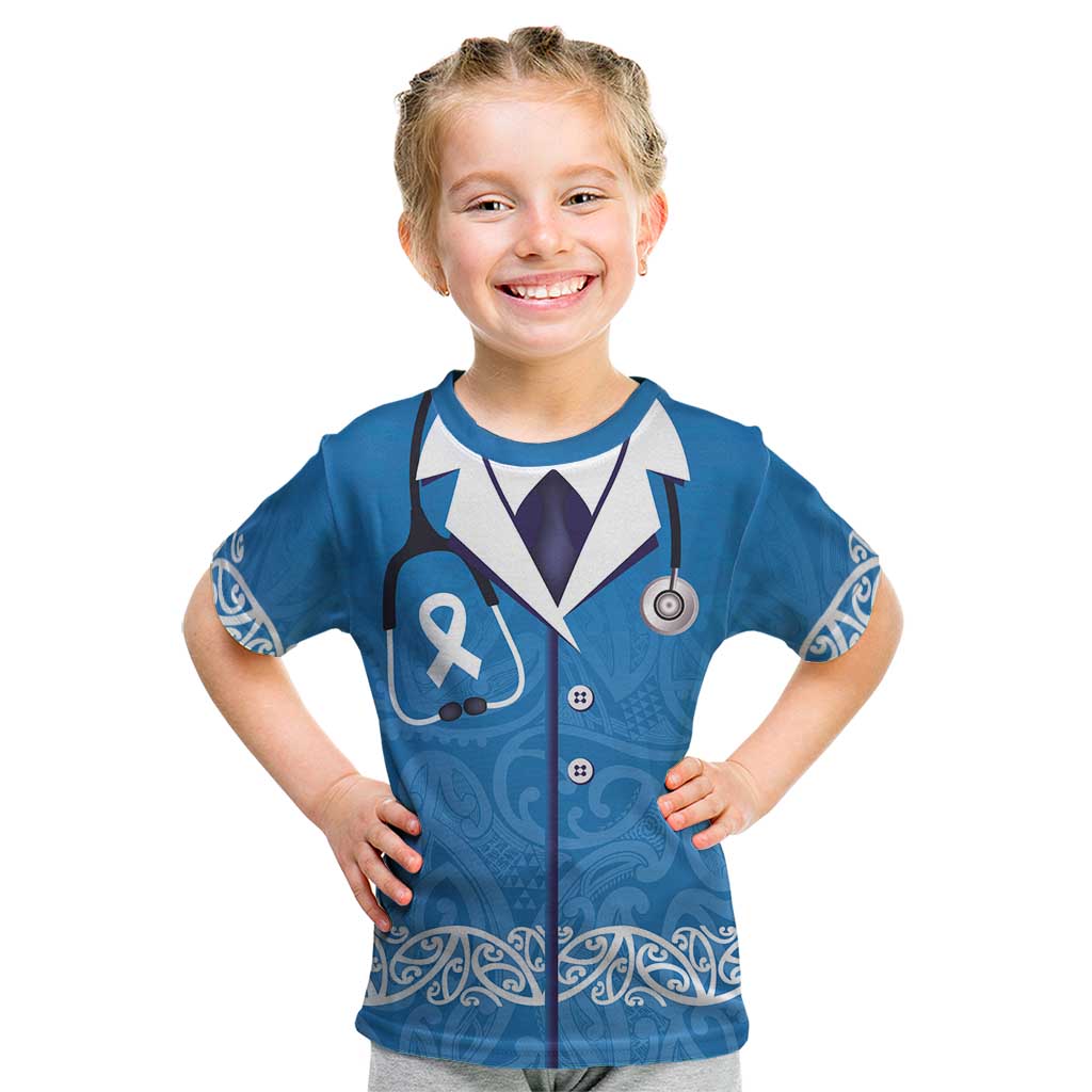 New Zealand Nurses Week Kid T Shirt Maori Kowhaiwhai Blue Tribal LT9 Blue - Polynesian Pride